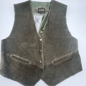Men's Learsi Vintage Green Suede Leather Vest 2XL western, biker, moto, boho NWT